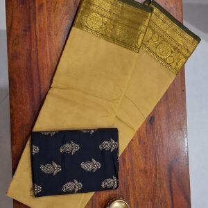 Chettinadu cotton saree with kalamkari blouse